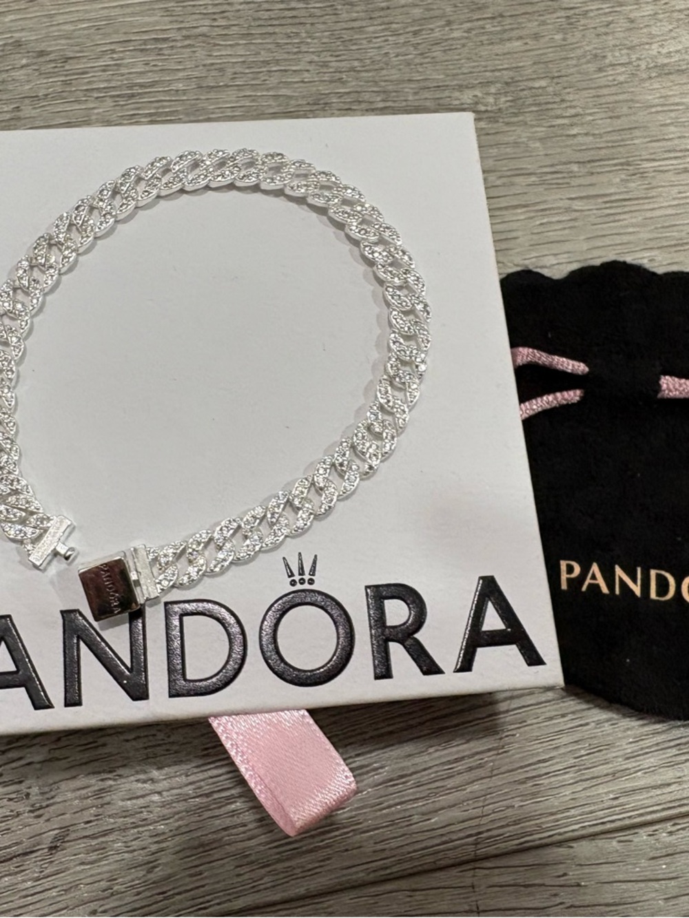 Pandora Silver CZ Cuban Link Necklace - Silver